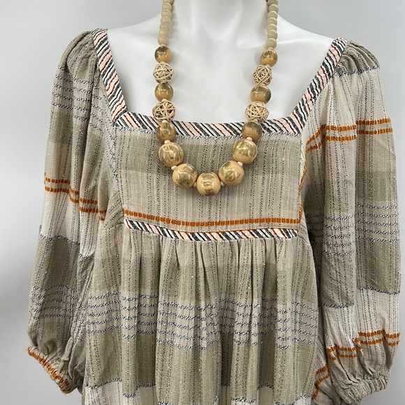 Free People open back large striped peasant dress - Picture 2 of 6